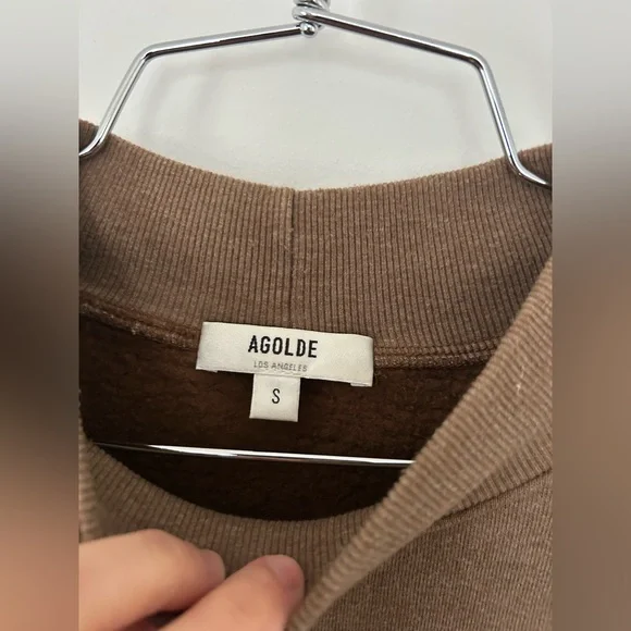 Agolde balloon sleeves Tarron Mock Neck Sweatshirt in Toffee Heather - Picture 5 of 8